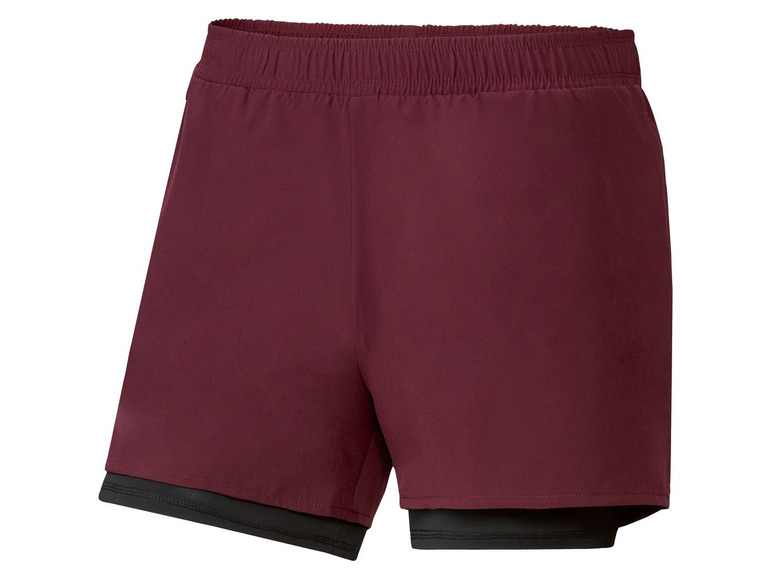 Weinrote Sport-Shorts mit integrierter Unterhose.