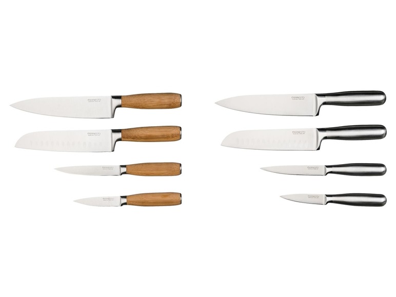 Gehe zu Vollbildansicht: ERNESTO® Messer, mit Edelstahl-Klinge, Bambus- oder Edelstahlgriff - Bild 1