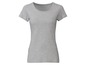Ein graues T-Shirt mit kurzen Ärmeln für Damen.