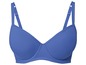 Ein blauer BH mit glatten Cups.