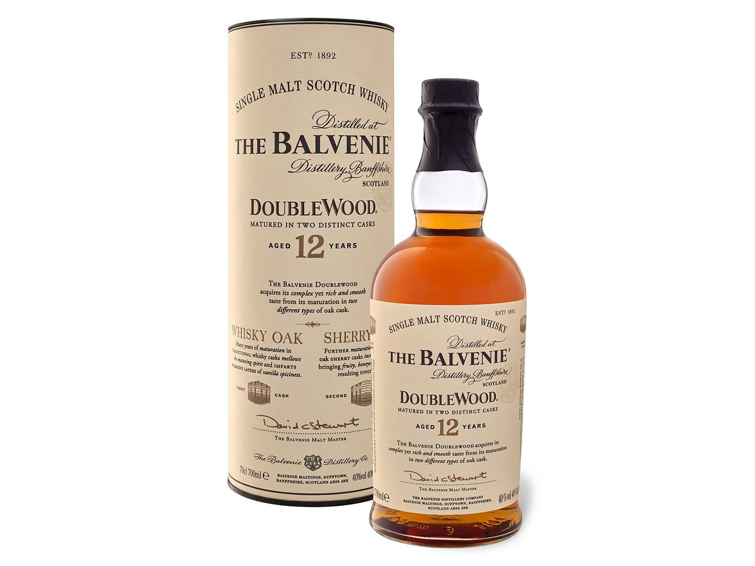The Balvenie Double Wood Single Malt Scotch Whisky 12 Jahre mit Geschenkbox  40% Vol | Whisky