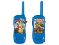 Zwei blaue Paw Patrol Walkie Talkies mit Chase und Skye.