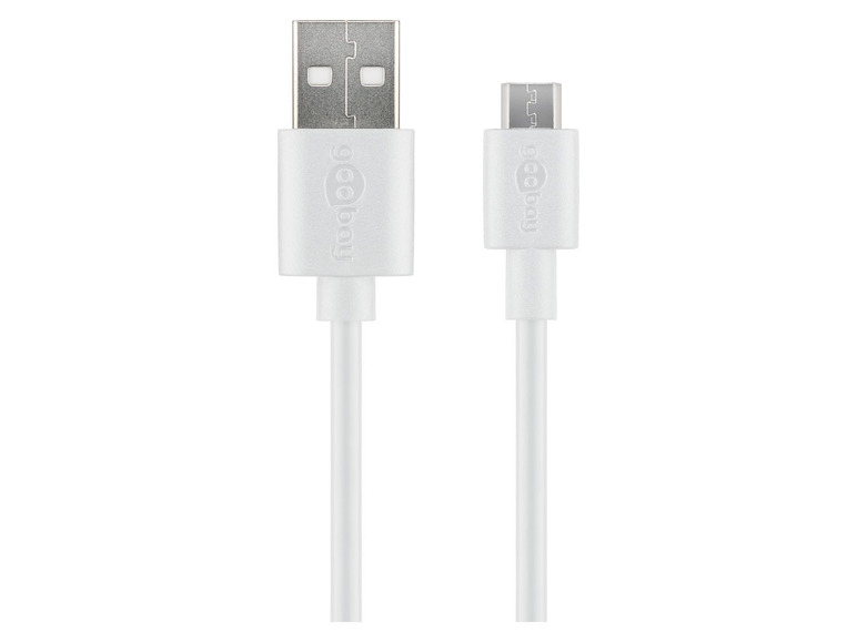 Gehe zu Vollbildansicht: Goobay USB-A 2.0 auf Micro USB 2.0-Lade- und Synchronisationskabel, 2 m, weiß - Bild 1