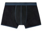 Schwarze Boxershorts mit blauem Bund.