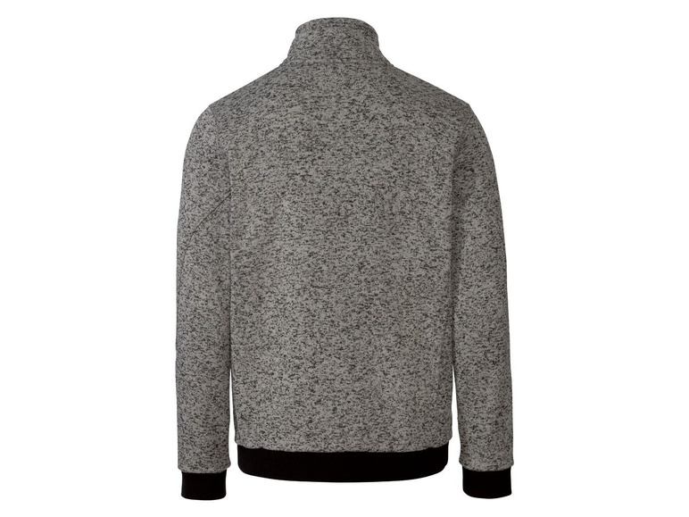 Grauer Fleece-Pullover mit Reißverschluss.