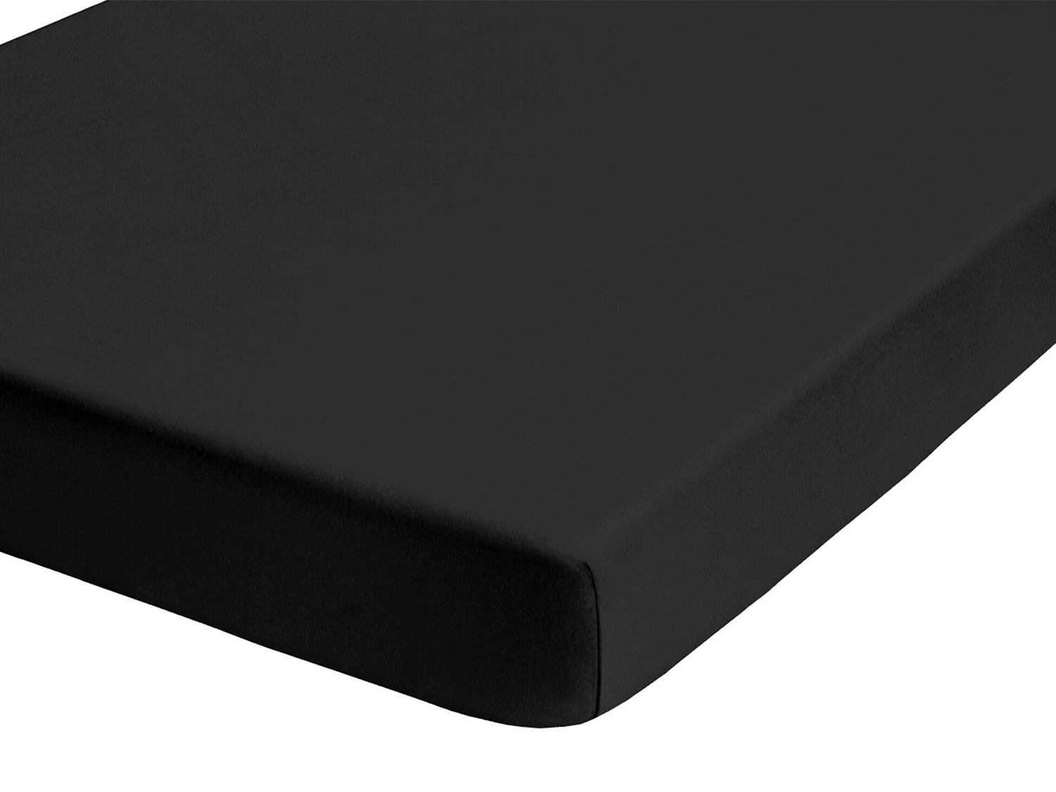 BIBERNA Premium Jersey-Elasthan Spannbettlaken (Schwarz, 140 - 160 x 200 cm) – Bild 2 von 3