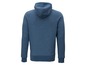 Ein blauer Kapuzenpullover.