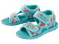 Zwei Paar blaue Sandalen mit Peppa Pig-Motiv.