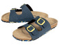 Zwei Paar blaue Sandalen mit Schnallen