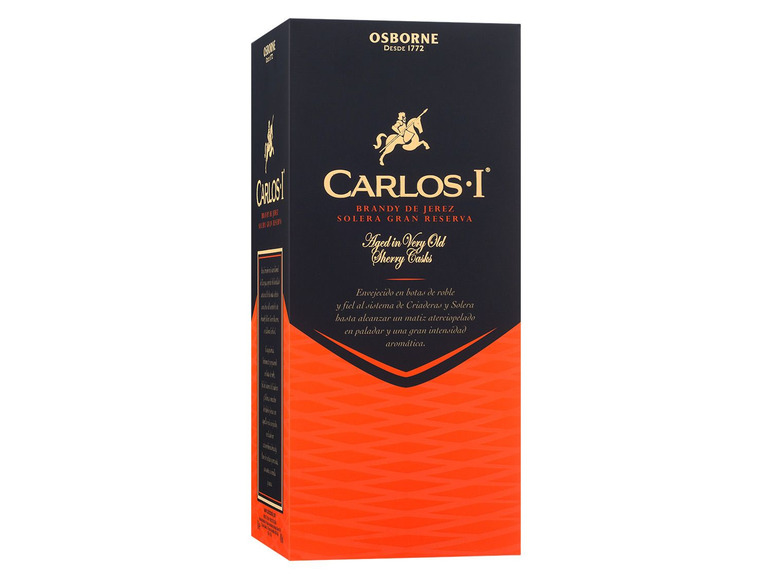 Osborne Carlos I Brandy Vol Jerez Casks Solera Gran Geschenkbox mit Sherry 40% Reserva de