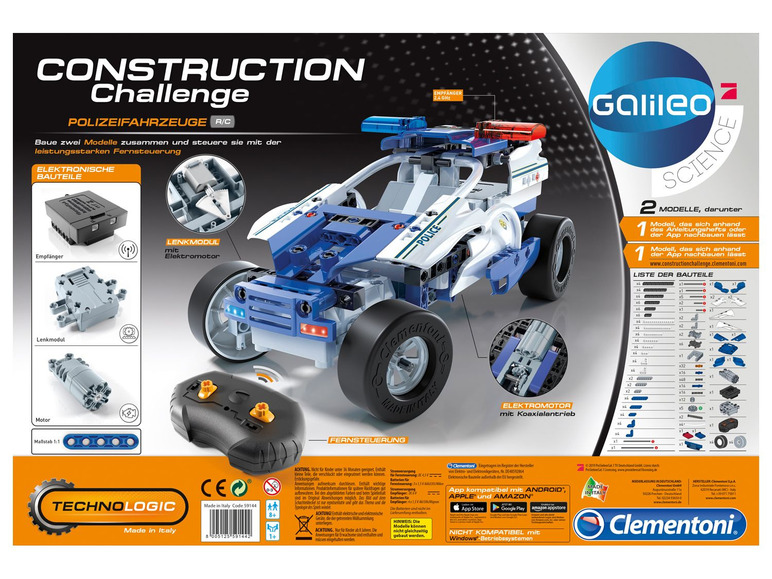 Gehe zu Vollbildansicht: Clementoni Construction Challenge »Polizeifahrzeuge«, mit Fernsteuerung, ab 8 Jahren - Bild 4