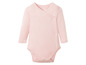 Ein rosafarbener Baby-Body von Lupilu mit langen Ärmeln.