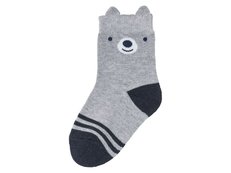 Graue Socken mit Bären-Motiv für Kinder.