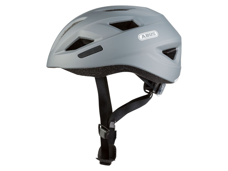 Ein grauer Fahrradhelm von Abus