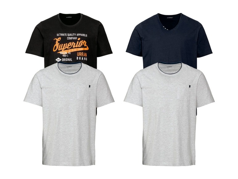 Gehe zu Vollbildansicht: LIVERGY® T-Shirt Herren, 2 Stück, mit Rundhals oder V-Ausschnitt, hoher Baumwollanteil - Bild 1