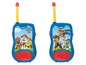Zwei blaue Paw Patrol Walkie-Talkies mit Chase, Marshall und Skye.