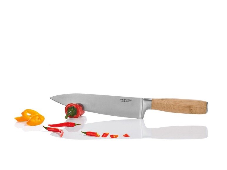 Gehe zu Vollbildansicht: ERNESTO® Messer, mit Edelstahl-Klinge, Bambus- oder Edelstahlgriff - Bild 6