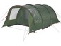 Ein grünes High Peak Zelt mit mehreren Zimmern zum Campen.