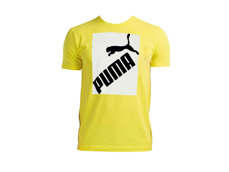 Gelbes T-Shirt mit Puma-Logo.