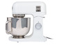 Ein weißer Kenwood kMix Küchenmixer mit einer Edelstahlschüssel.