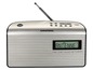 Ein silbernes Grundig Radio mit digitalem Display.