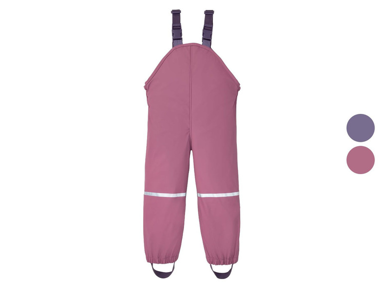 Rosa Regenhose mit Hosenträgern für Kinder.