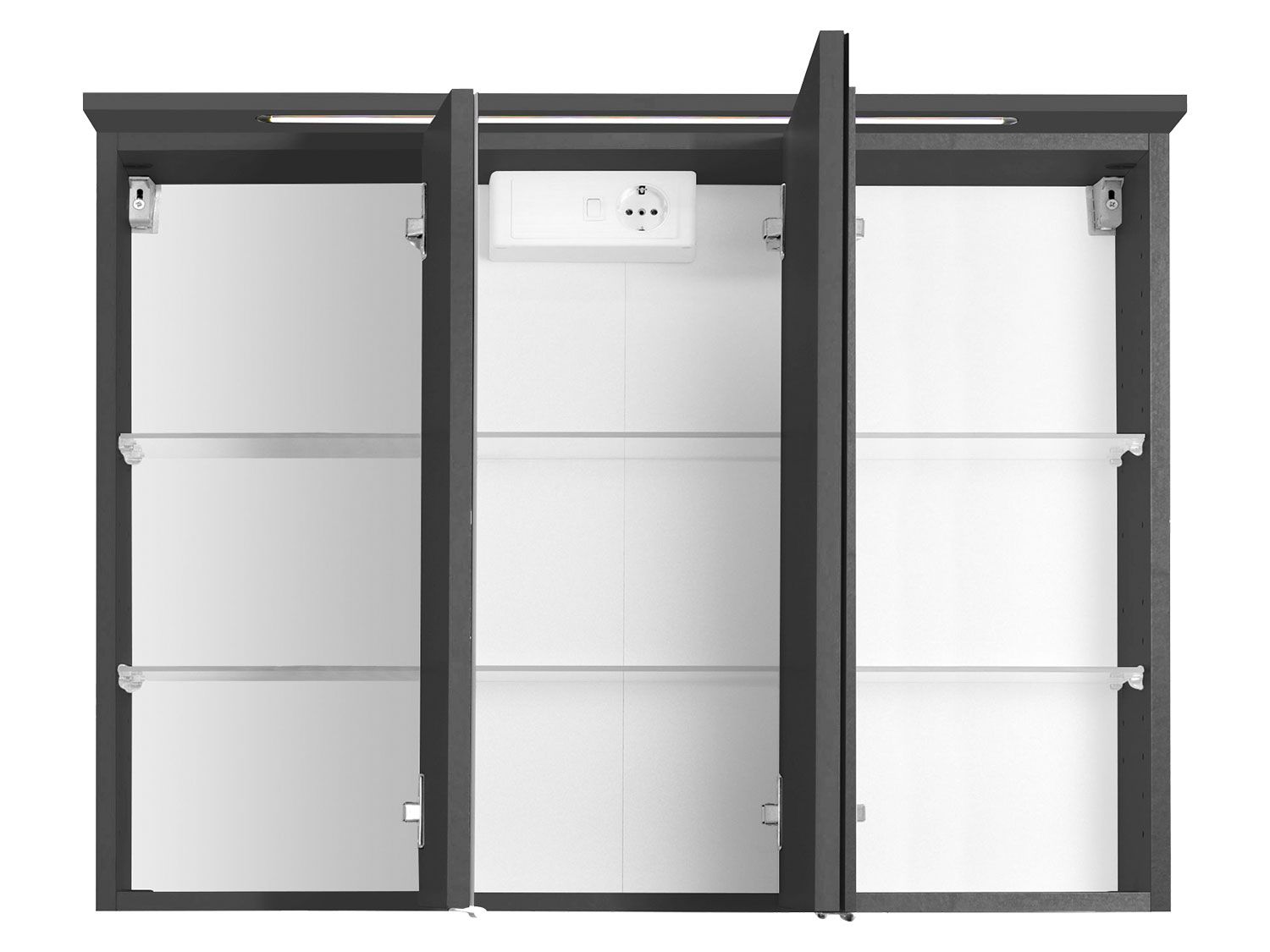 HELD Bologna 3D Spiegelschrank 60/70/80/90/100cm (LED Einbauleuchte, Graphitgrau, 90 cm) – Bild 2 von 4