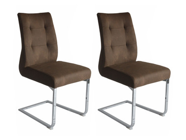 byLIVING - Stuhl »Marlen«, 2 Stück, mit ergonomisch gepolsterter Rückenlehne (Vintage Stoff dunkelbraun)