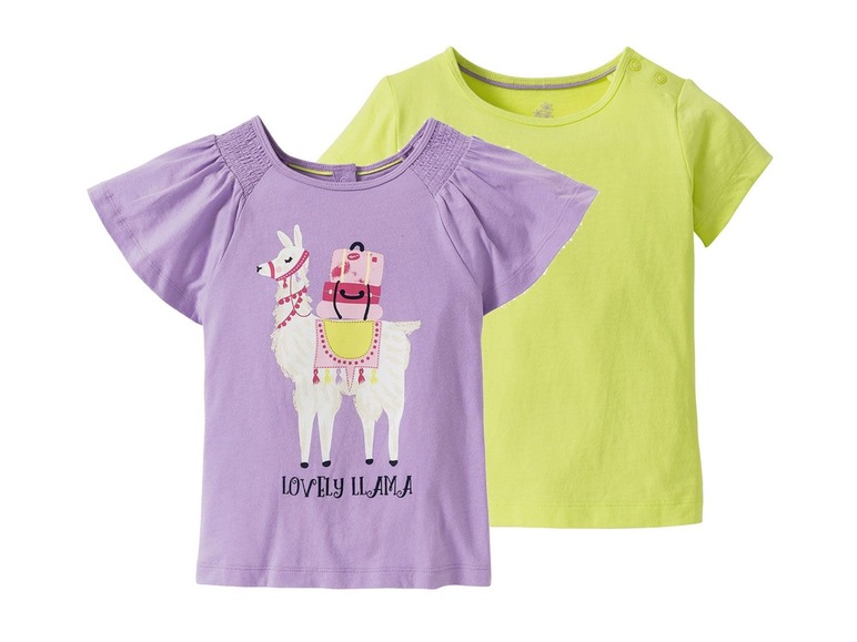 Gehe zu Vollbildansicht: LUPILU® Kleinkinder T-Shirt Mädchen, 2 Stück, eins mit Print, aus reiner Baumwolle - Bild 2