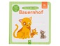 Ein Buch für Babys mit einer Katze und dem Titel 'Bauernhof'.