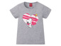Ein graues Peanuts T-Shirt mit Snoopy und Woodstock in einem Herz.