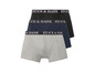 Drei Paar Stock & Hank Boxershorts in Grau, Dunkelblau und Schwarz.
