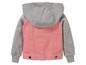 Rosa Jeansjacke mit grauer Kapuze