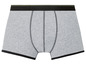 Graue Boxershorts mit schwarzem und grünem Band.