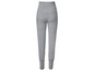 Graue Leggings mit Bündchen am Saum.