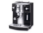 Eine schwarze De'Longhi Espressomaschine mit silbernen Akzenten.