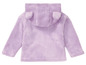 Lilafarbener Fleece-Pullover mit Kapuze und Ohren für Babys.