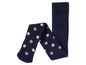 Dunkelblaue Leggings mit rosa und weißen Punkten.