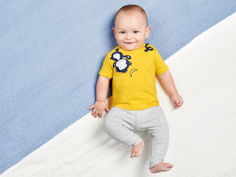 Gehe zu Vollbildansicht: LUPILU® Baby T-Shirt Jungen, 2 Stück, mit Schulterknöpfung, aus reiner Baumwolle - Bild 3