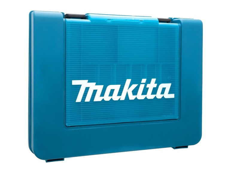 Eine blaue Werkzeugbox mit dem Makita-Logo.