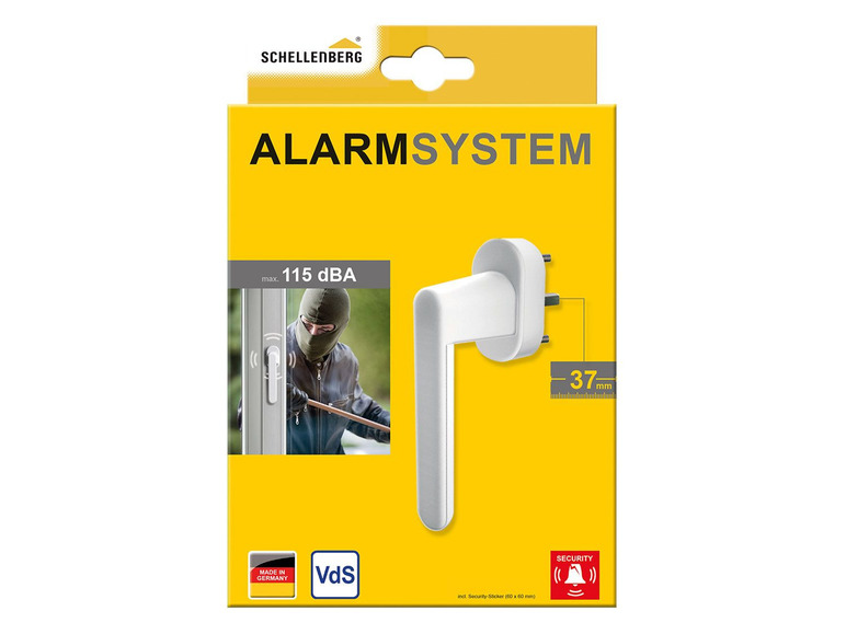 Schellenberg Alarmsystem mit Türgriff und 115 dB Alarm.