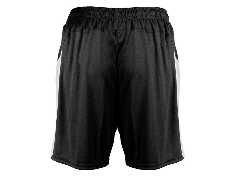 Schwarze Sport Shorts mit weißen Streifen.