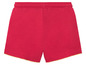 Rote Shorts mit gelbem Saum für Mädchen.