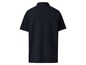 Ein dunkelblaues Poloshirt mit kurzen Ärmeln.