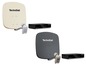 Zwei Satellitenschüsseln und zwei TechniSat DIGIT S3 HD Receiver.