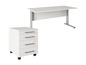 Weißer Schreibtisch mit 4-Schubladen-Rollwagen