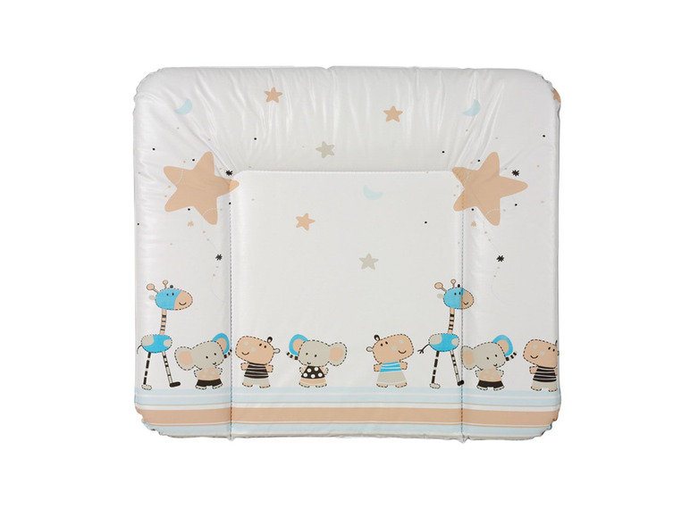 Eine Wickelauflage mit Sternen- und Tiermotiv.