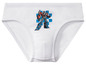 Weiße Unterhose mit Transformers-Motiv.