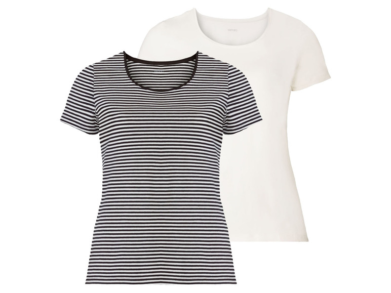 Gehe zu Vollbildansicht: esmara® Damen T-Shirt, 2 Stück, mit hohem Baumwollanteil - Bild 2
