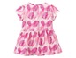 Rosa Kleid mit Palmblatt-Druck für Mädchen.
